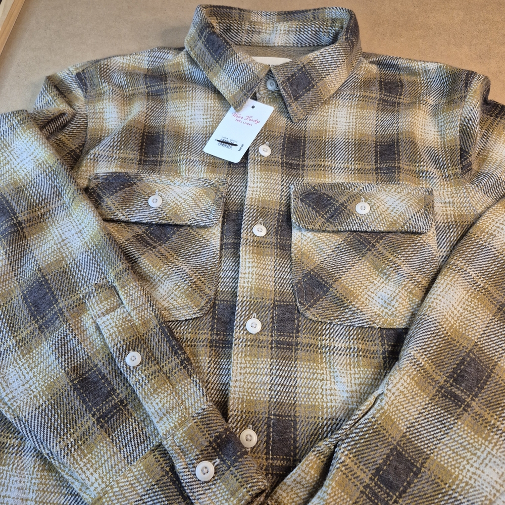 Lucky Brand Plaid Button Down Shirt - Yellow and Gray 3115/431